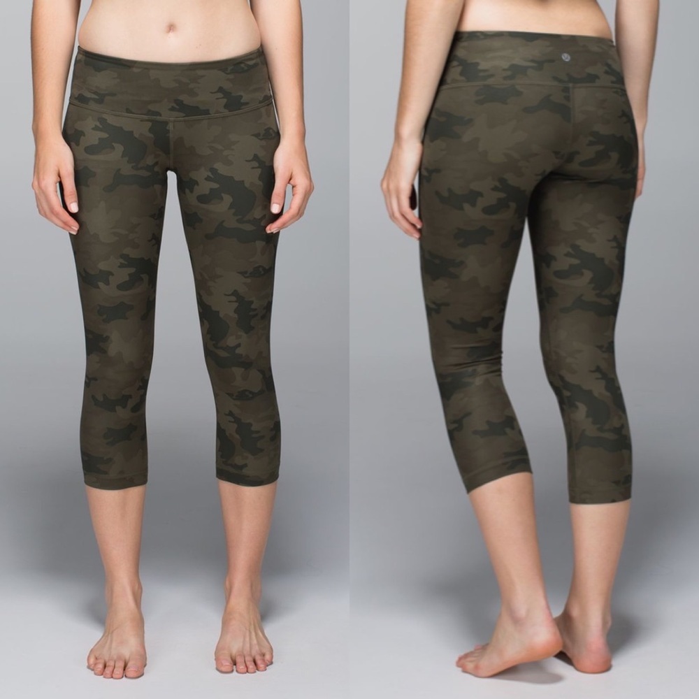Lululemon Wunder Under Crop Legging Full On Luxtreme Savasana Camo Fatigue Green